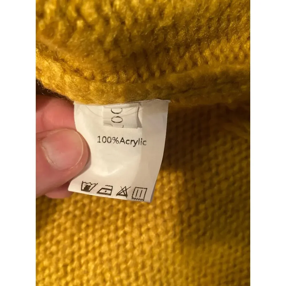 ADORABLE Mustard Yellow Polkadot Pom Pom Cardigan Sweater ~ Size 4/5 ~ Boutique - Picture 4 of 5